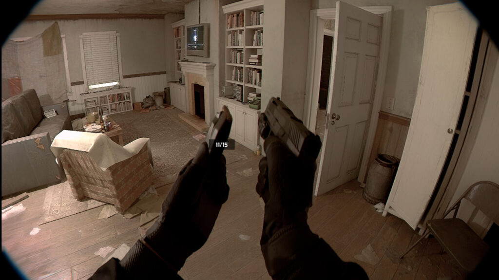 First-person view screenshot showing how to reload the weapon.