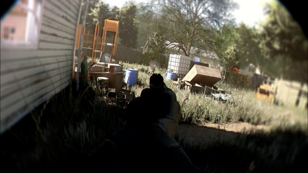 First-person view screenshot showing an outdoor scene.